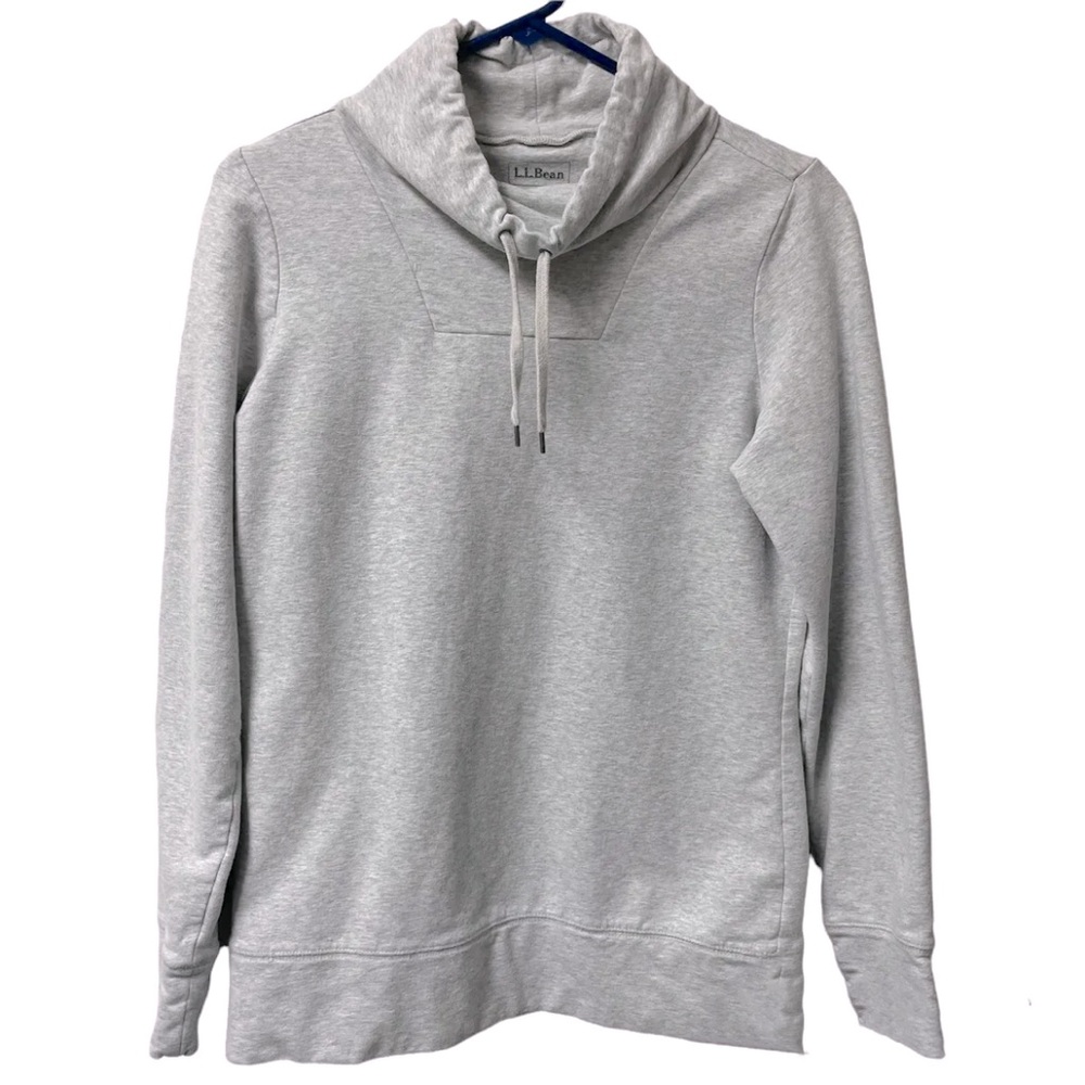 L.L.Bean Ultrasoft Sweats Funnelneck Pullover Gray Heather Cotton Sweater XS EUC